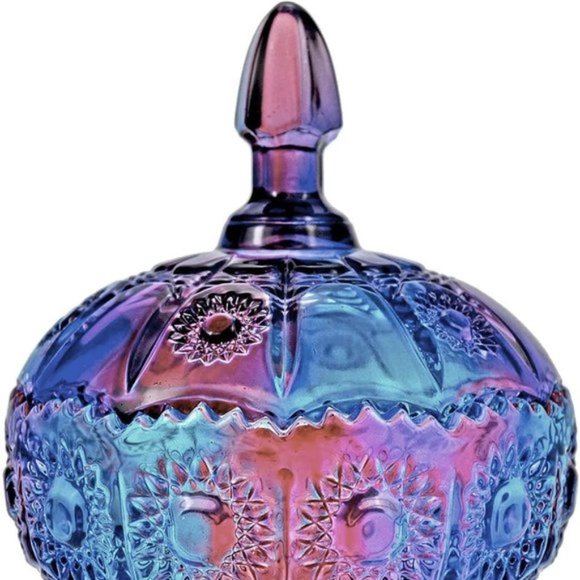 Free People 7oz Crystal Clear Glass Royal Embossed Apothecary Jar With Lids - Picture 4 of 7